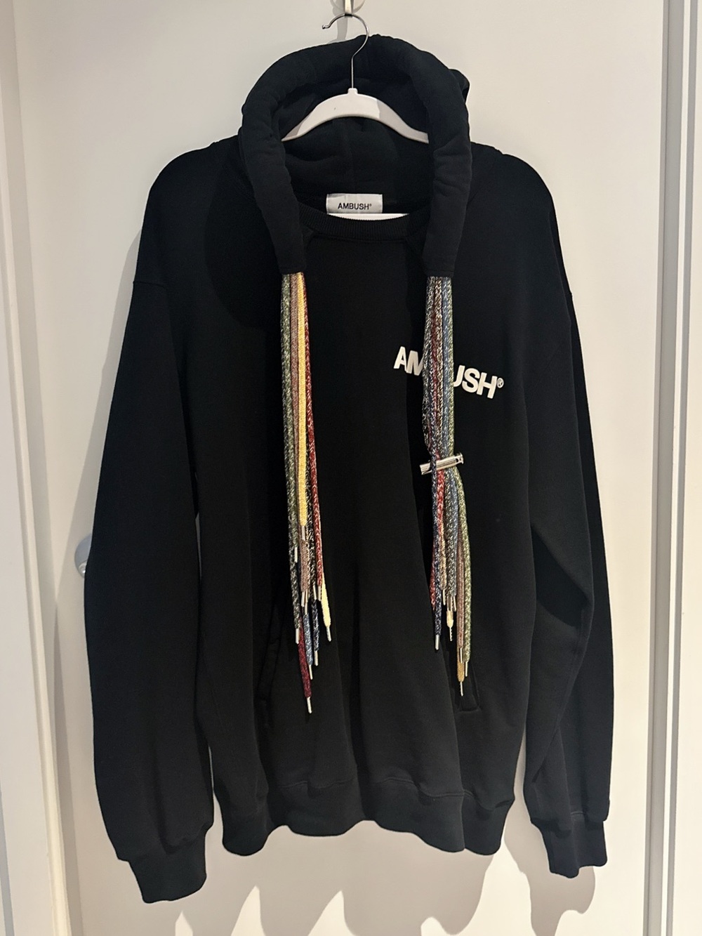 AMBUSH® Black Men's Hoodie Sweater with Multicolor Drawcords